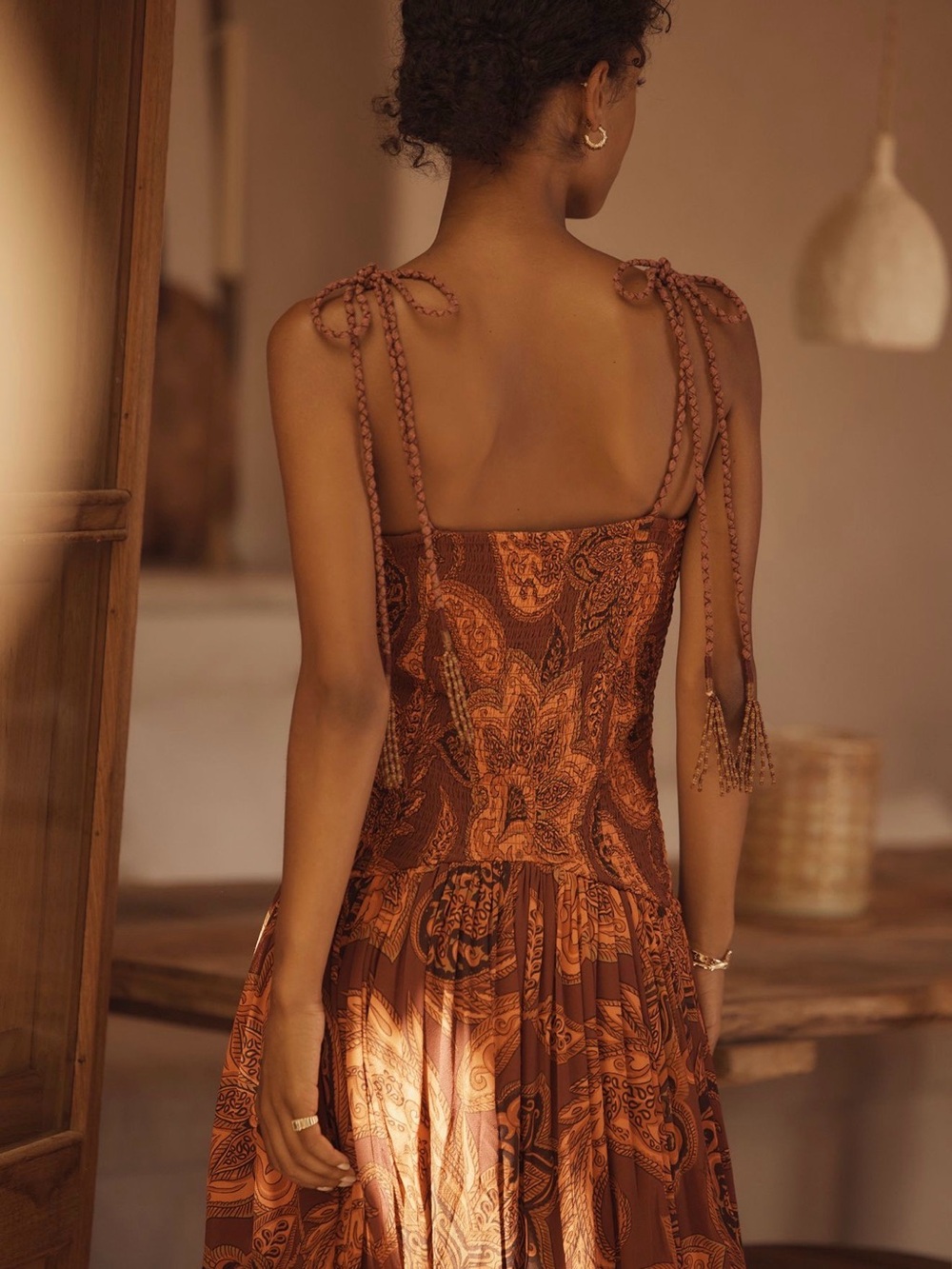 Farm Rio x Anthropologie Drop-Waist Printed Midi Dress | Medium | NWT - Picture 3 of 13